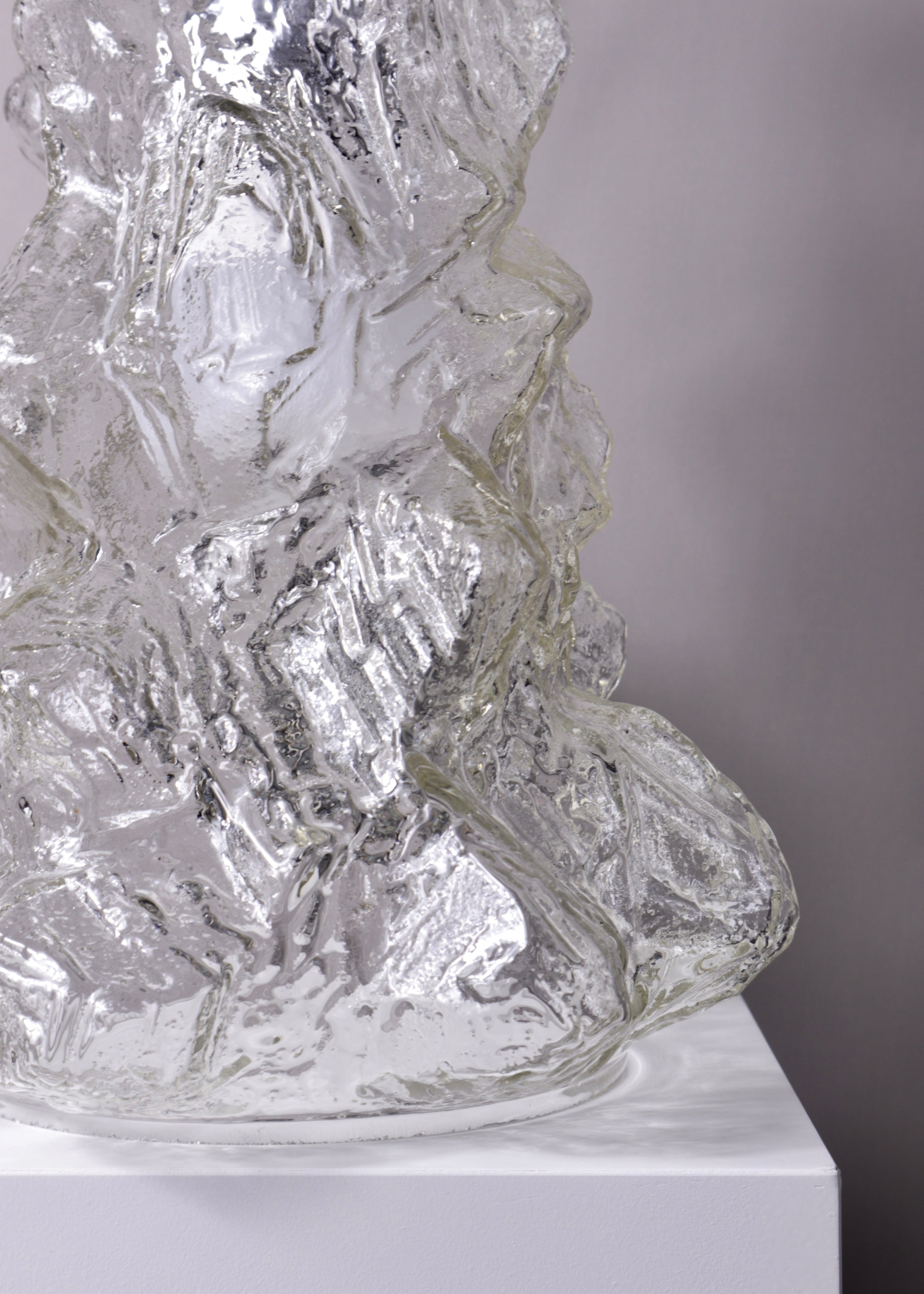 Vintage Peill & Putzler textured glass pendant light, Germany 1970s