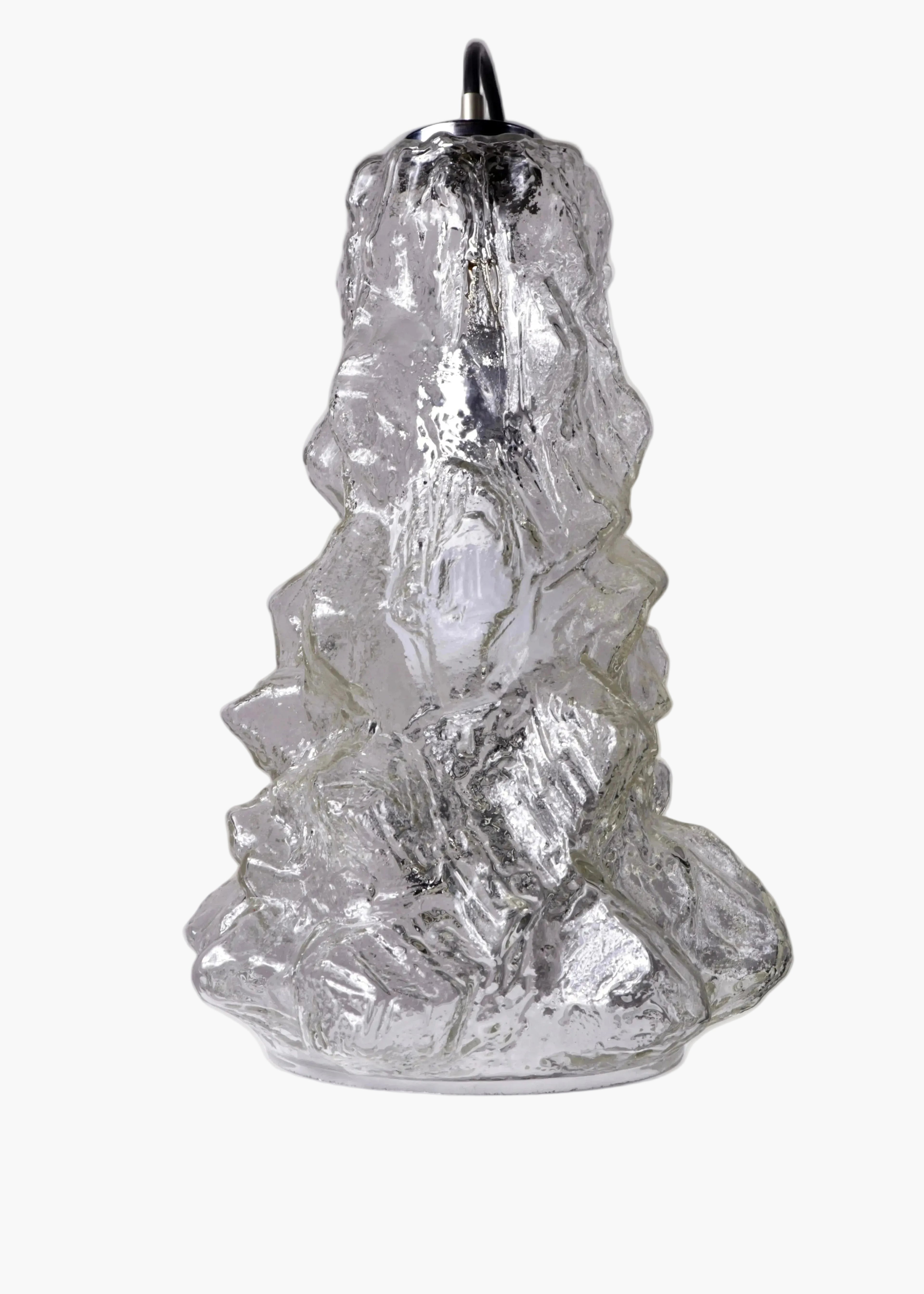 Vintage Peill & Putzler textured glass pendant light, Germany 1970s