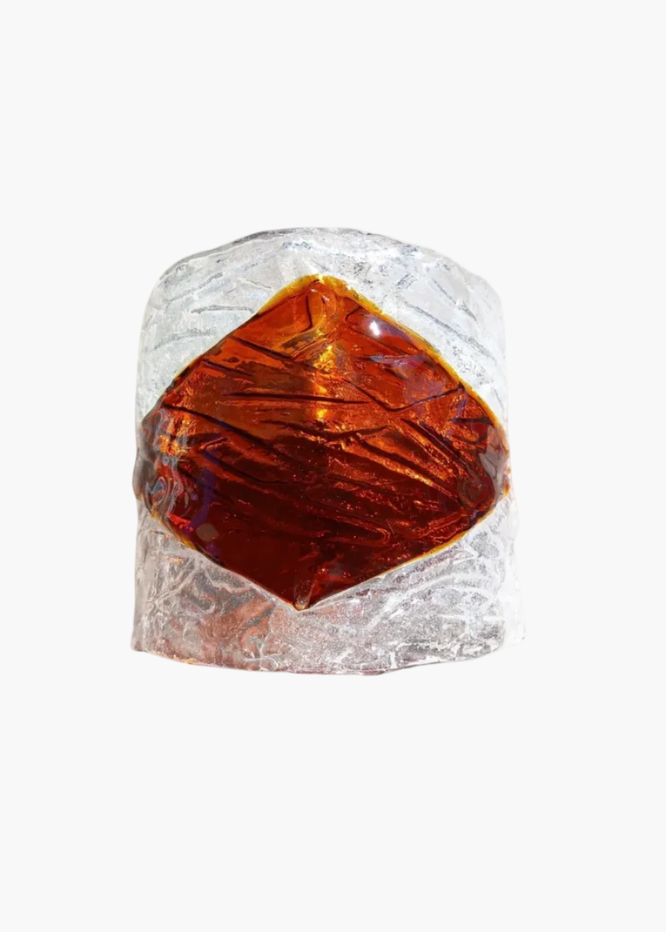 Vintage Poliarte Murano glass wall applique by Albano Poli, Italy 1960s, amber and textured clear blown glass.
