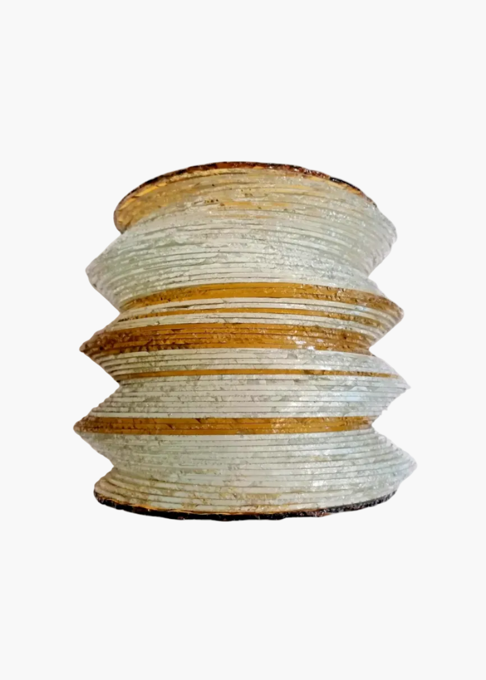 Large vintage Poliarte Murano glass wall applique, Italy 1960s, stacked textured glass with amber bands.