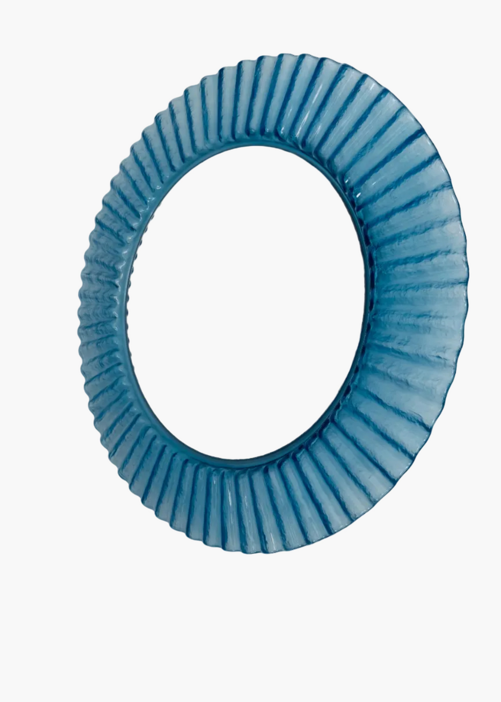 Vintage Italian 1970s blue fluted acrylic wall mirror with circular form.